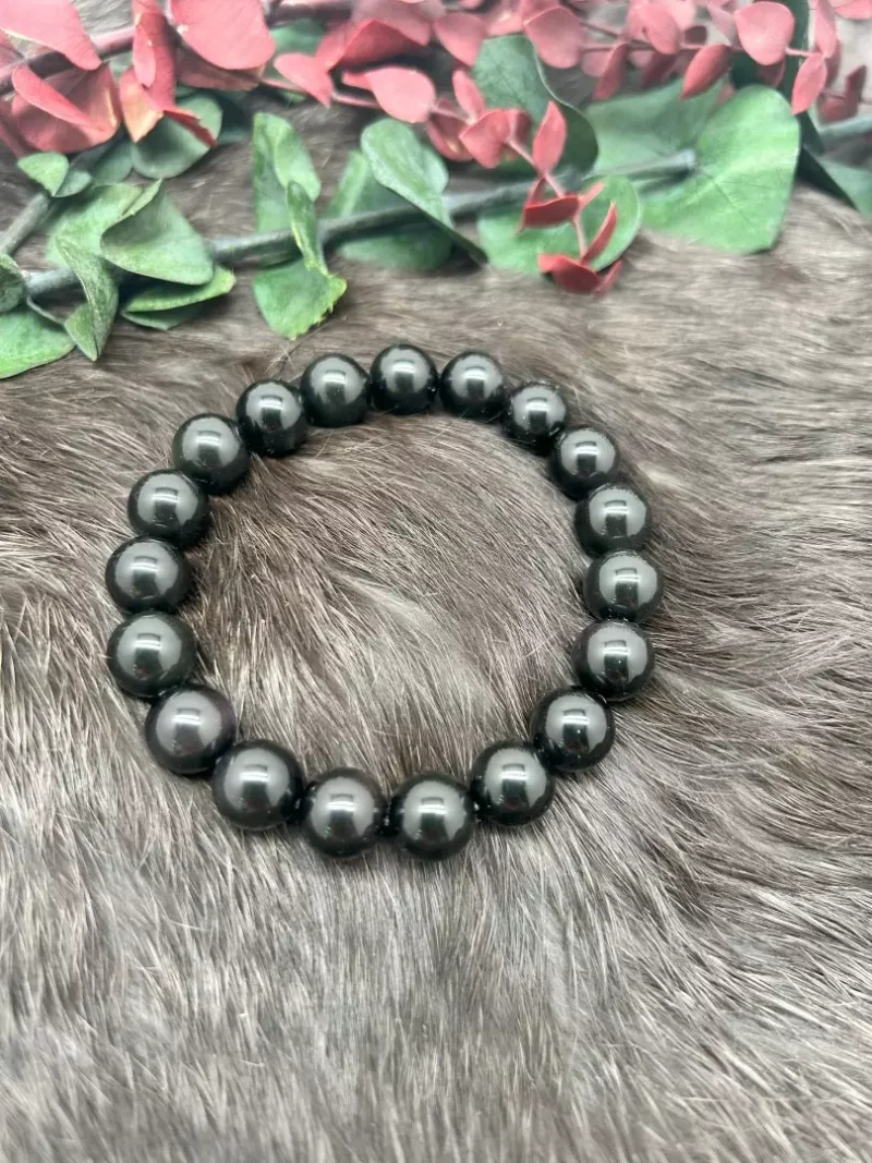 deep glossy black Obsidian Bracelet