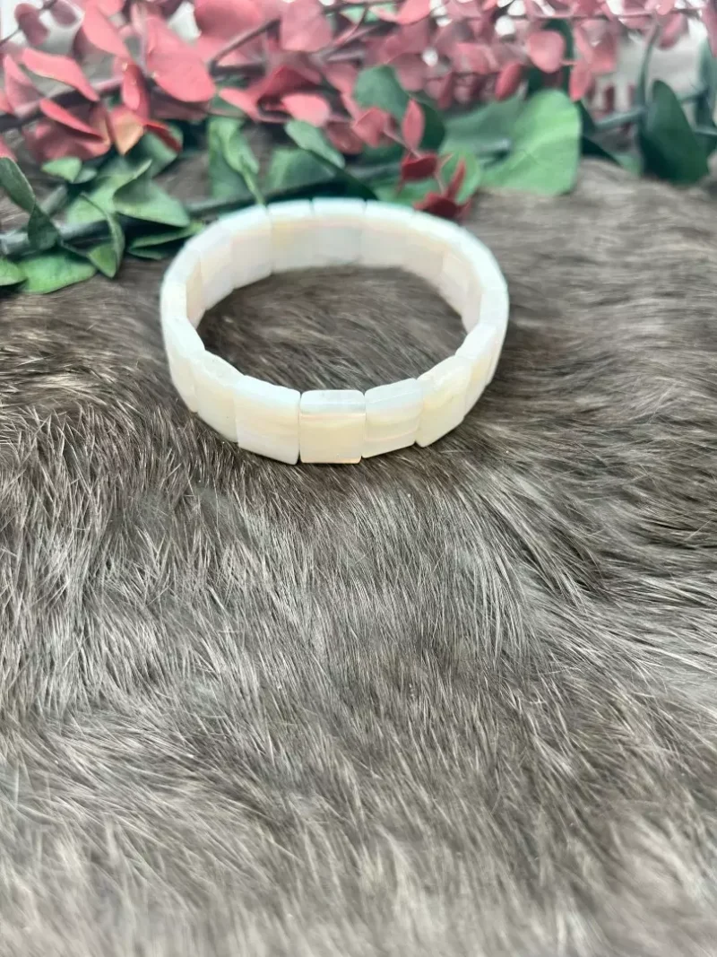 white handmade agate bangle