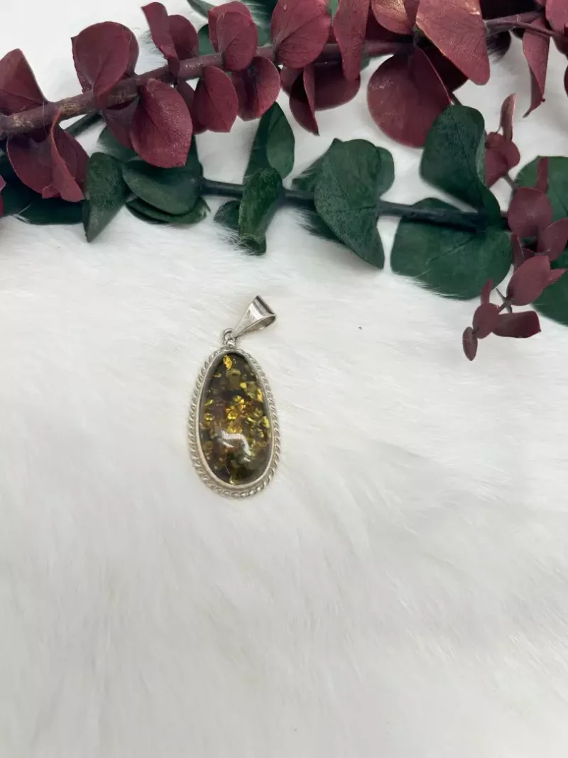 tear-shaped amber pendant