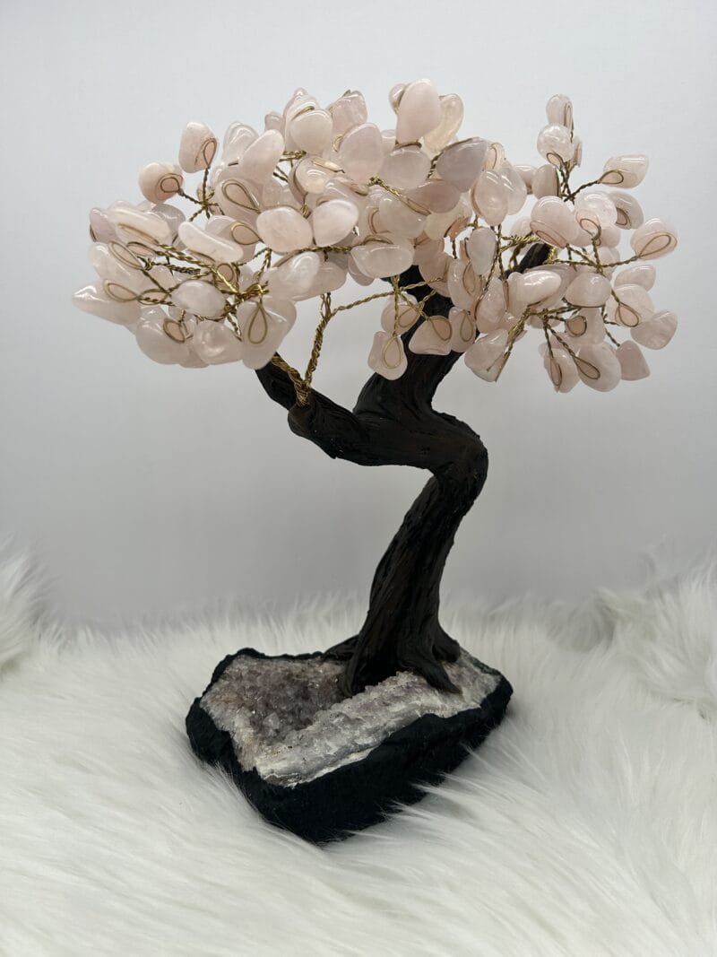 Rose Quartz Tree on Amethyst Base (L) - Serenity Stones