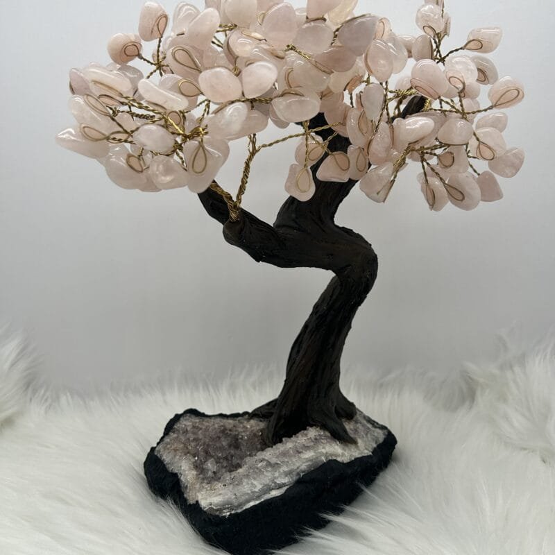 Rose Quartz Tree on Amethyst Base (L) - Serenity Stones