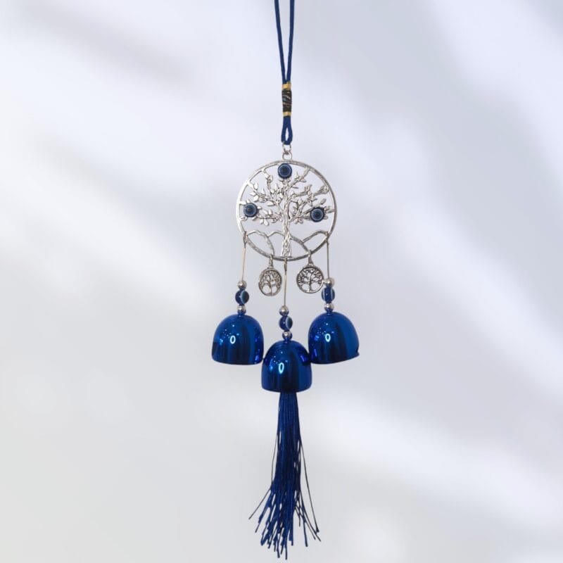 blue evil eye wind chime