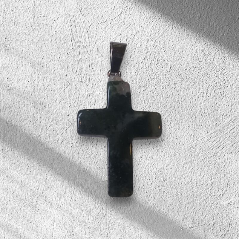 Moss Agate Cross Pendant