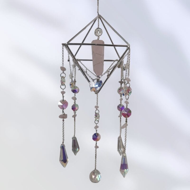 Diamond Rose Quartz Suncatcher