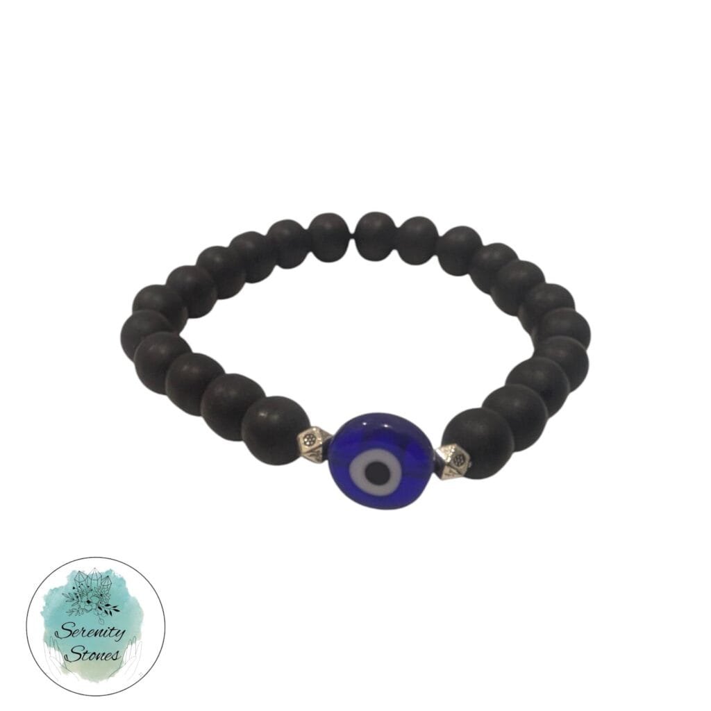 Onyx Bracelet 8mm w/ Evil Eye