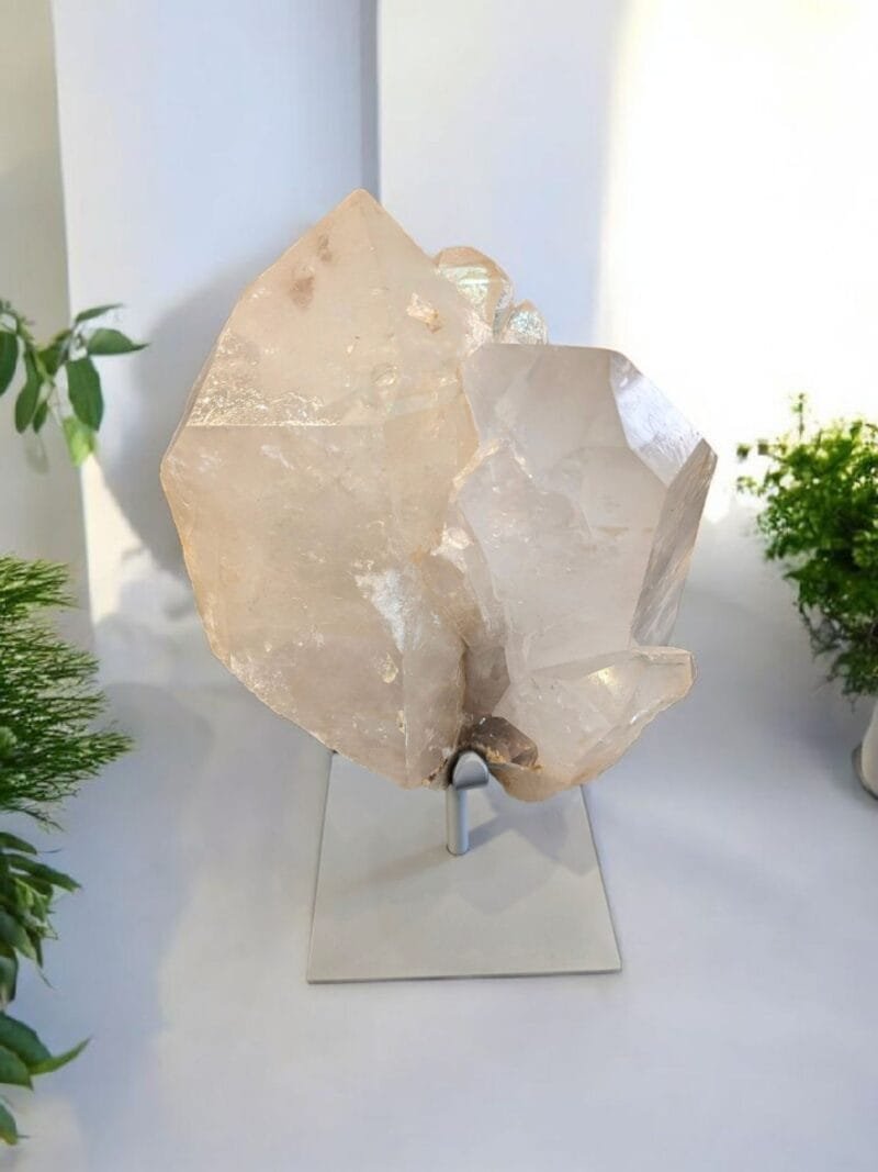 Clear Quartz Cluster w/ Metal Stand