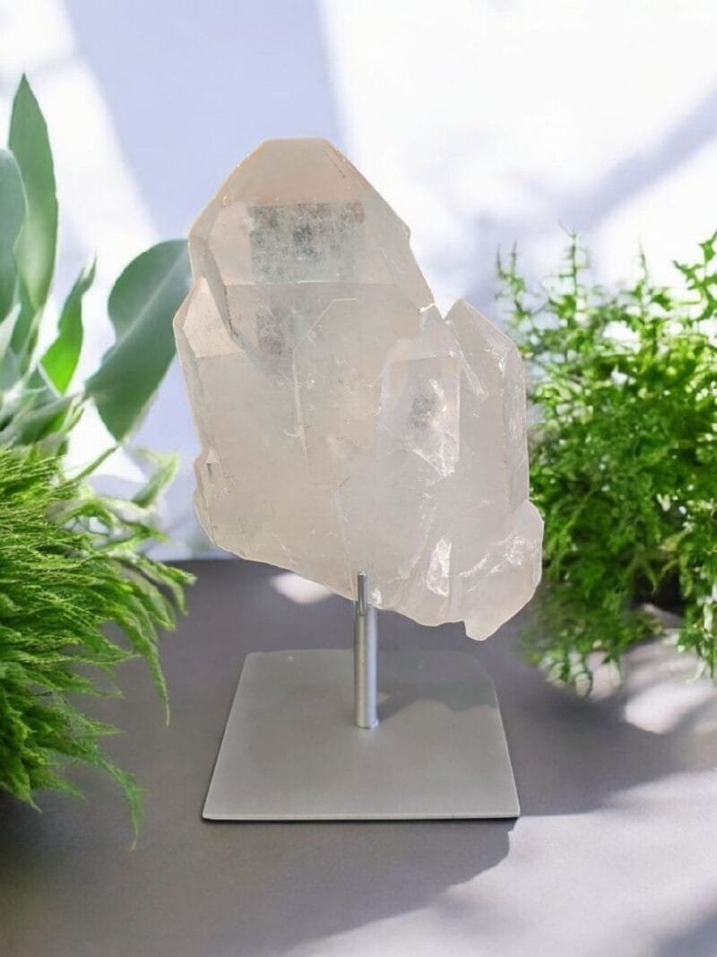 Clear Quartz Cluster w/ Metal Stand #12