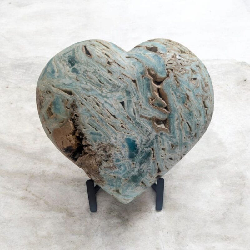 Caribbean Calcite Heart w/ Metal Stand #2