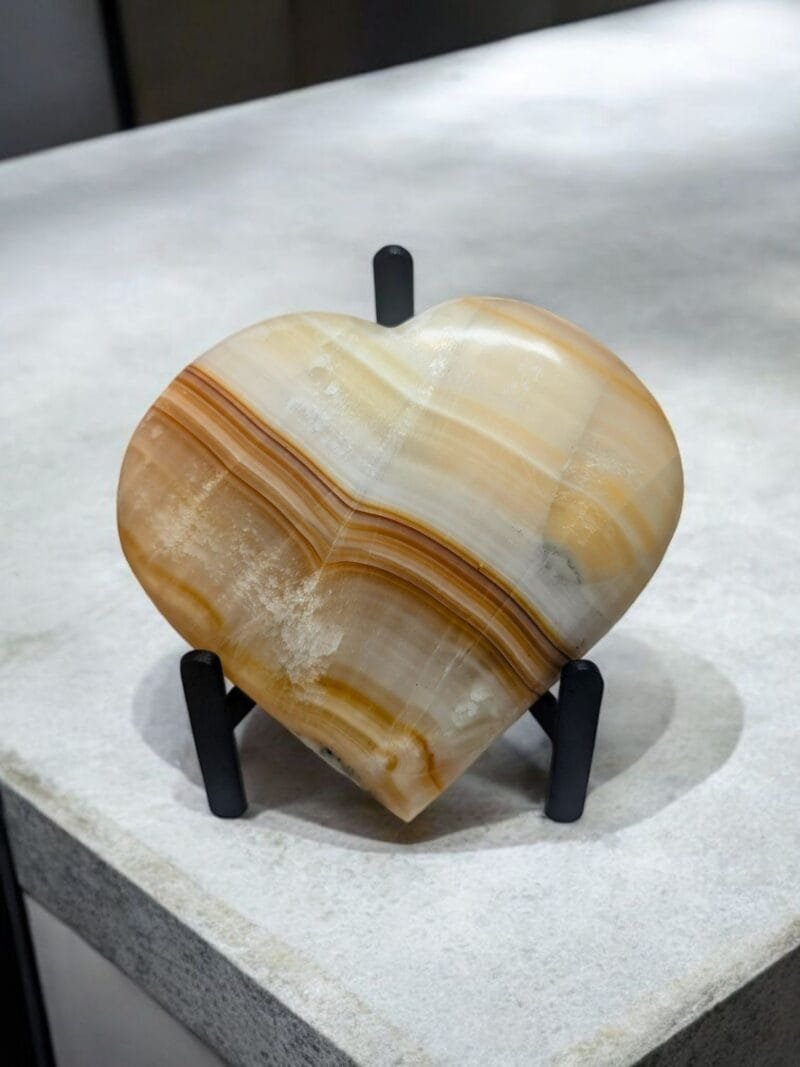 Calcite Heart w/ Metal Stand