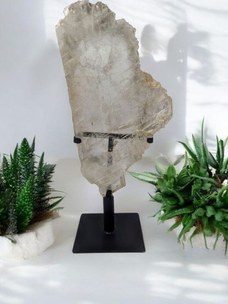 Selenite Slice w/ Metal Stand