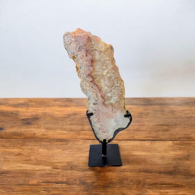 Pink Amethyst Slice w/ Metal Stand #2