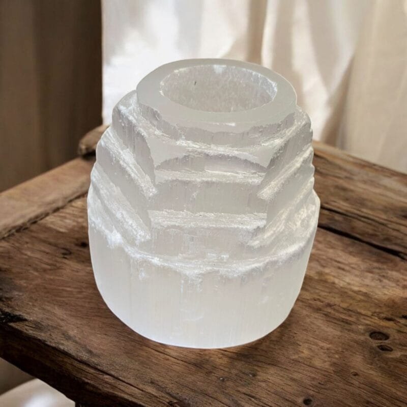 Skyscraper Selenite Candle Holder