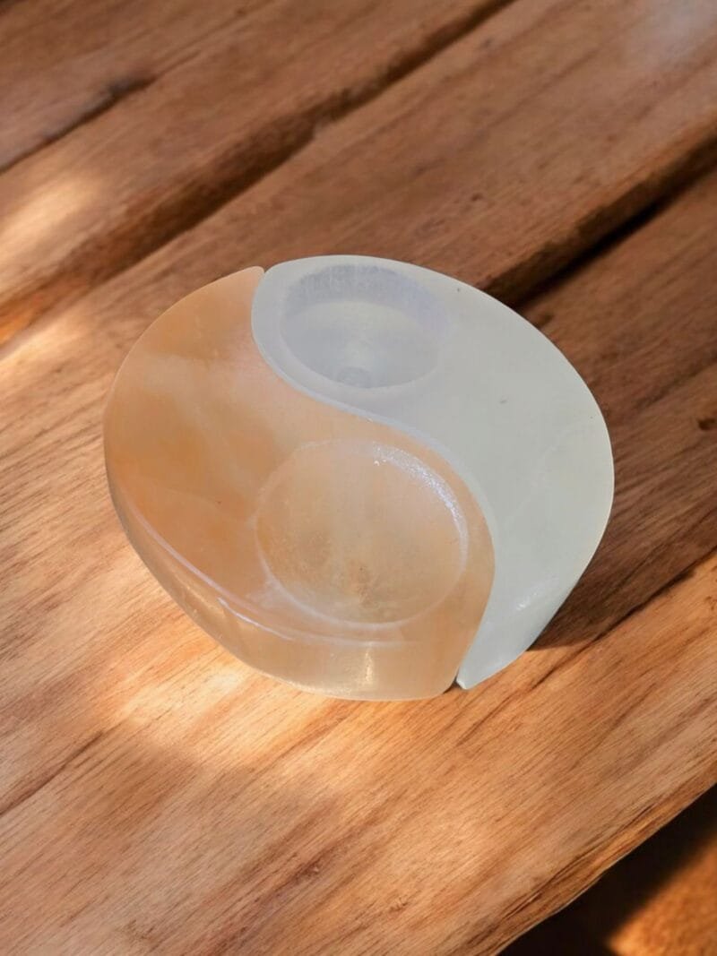 Yin-Yang Selenite Candle Holder