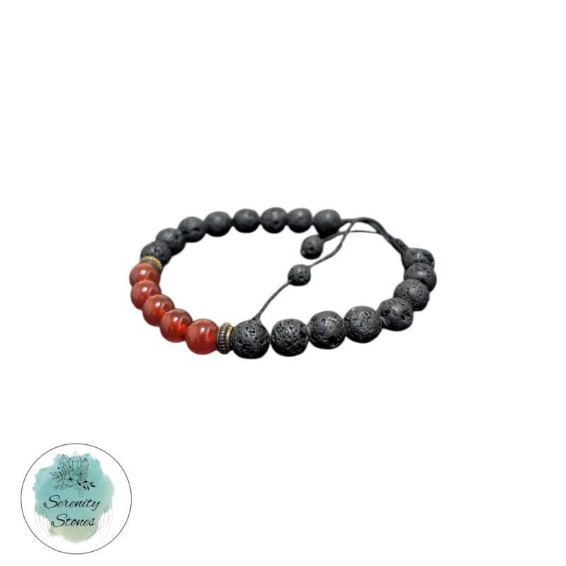 Carnelian Bracelet w/ Lava Stone 8mm