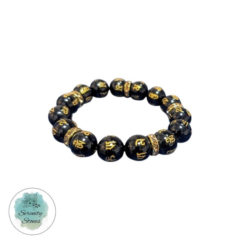 Obsidian w/ Mantra Bracelet 12mm