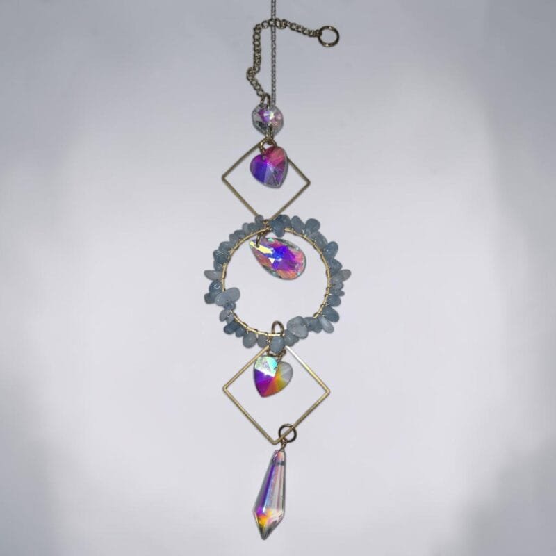 Aquamarine Round W/ Diamond Suncatcher